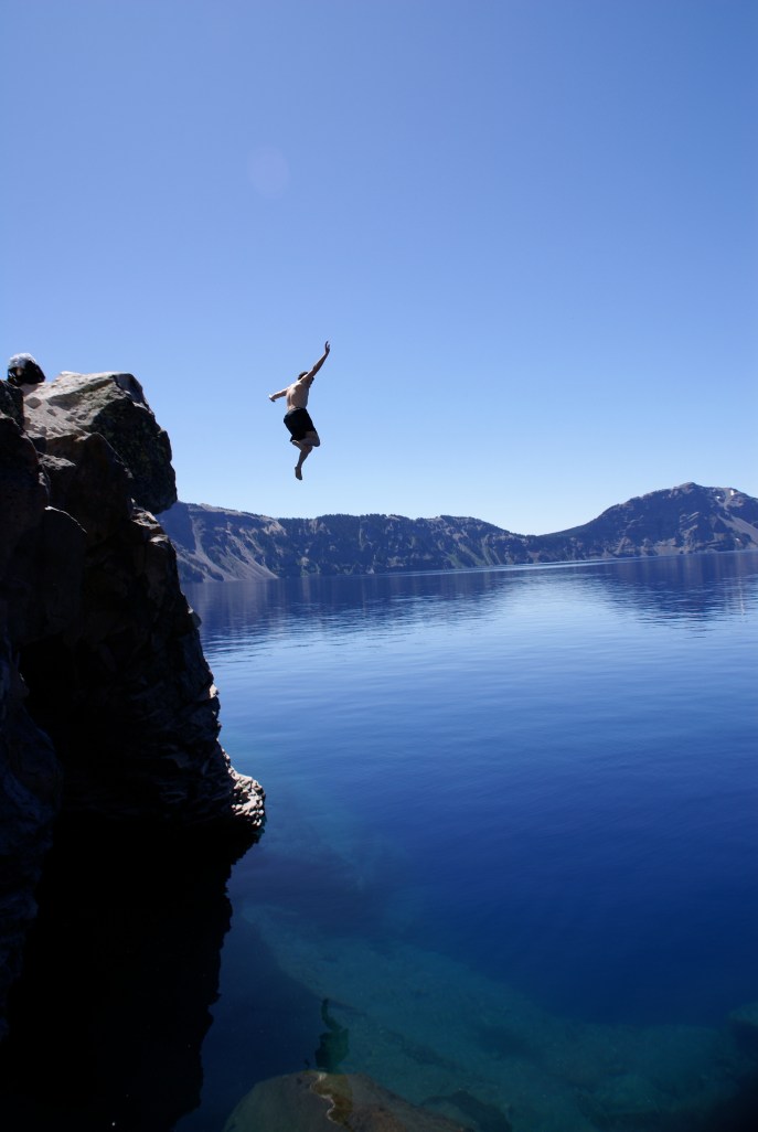 Jumping into Crater Lake