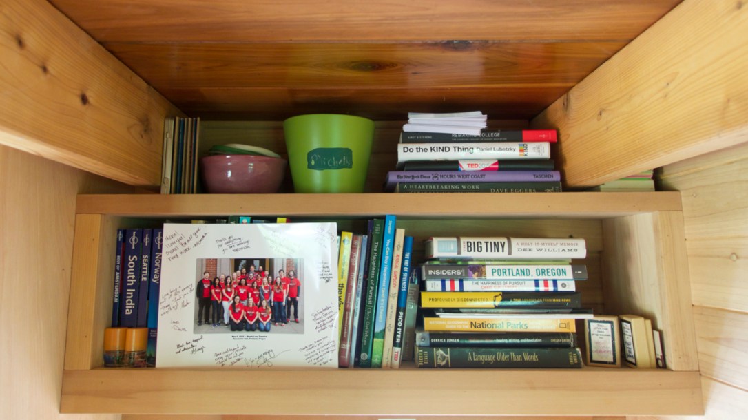 bookcase above the desk